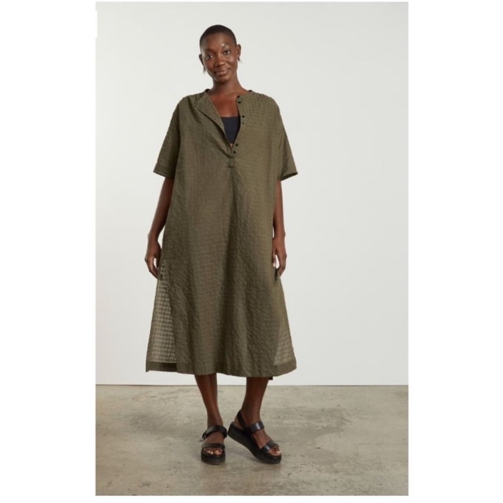 Everlane Olive Green Textured Maxi Dress